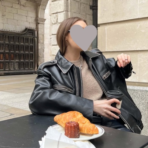 Source Unknown FADED LEATHER JACKET, BLACK - M - Picture 12 of 12